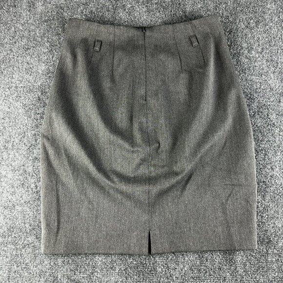 Express Skirt Womens 4 Pencil Gray Stretch Lined Side Zip Back Vent Business - Picture 2 of 8
